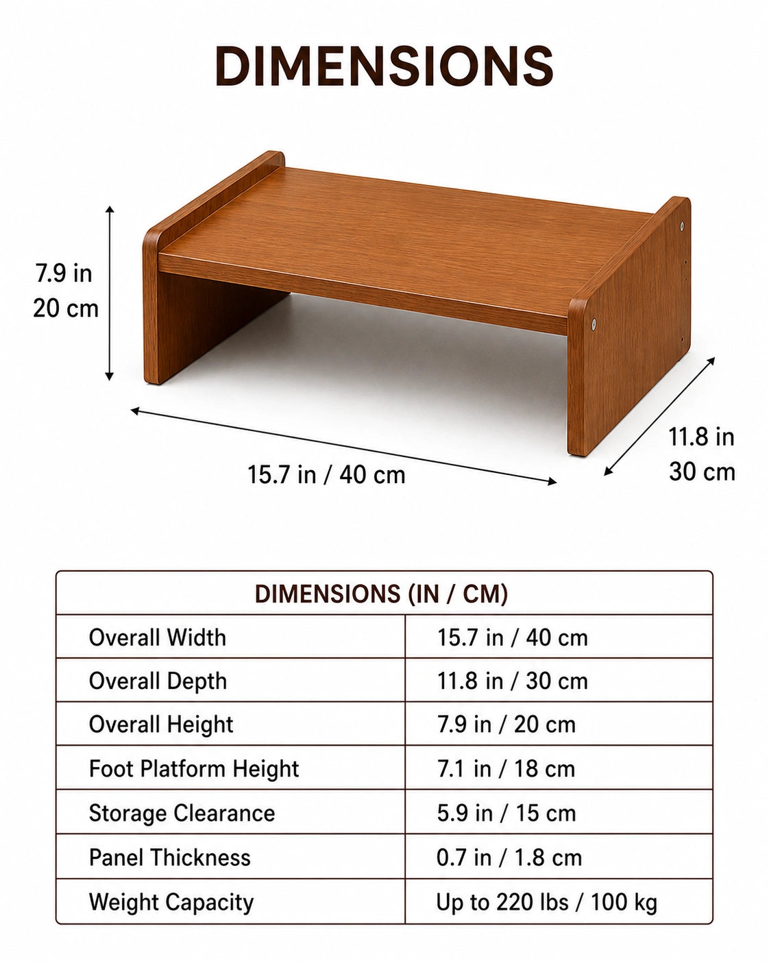 Wooden Under Desk Foot Rest | Ergonomic Office Foot Stool