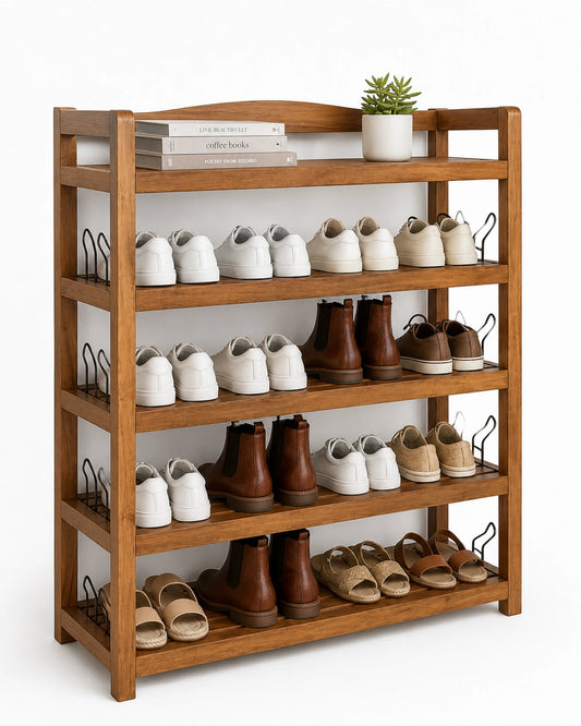 5-tier shoe rack, natural wood effect