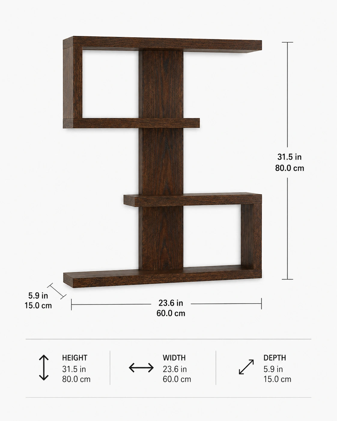 Modern Wooden Geometric Floating Wall Shelf | Decorative Display Shelf