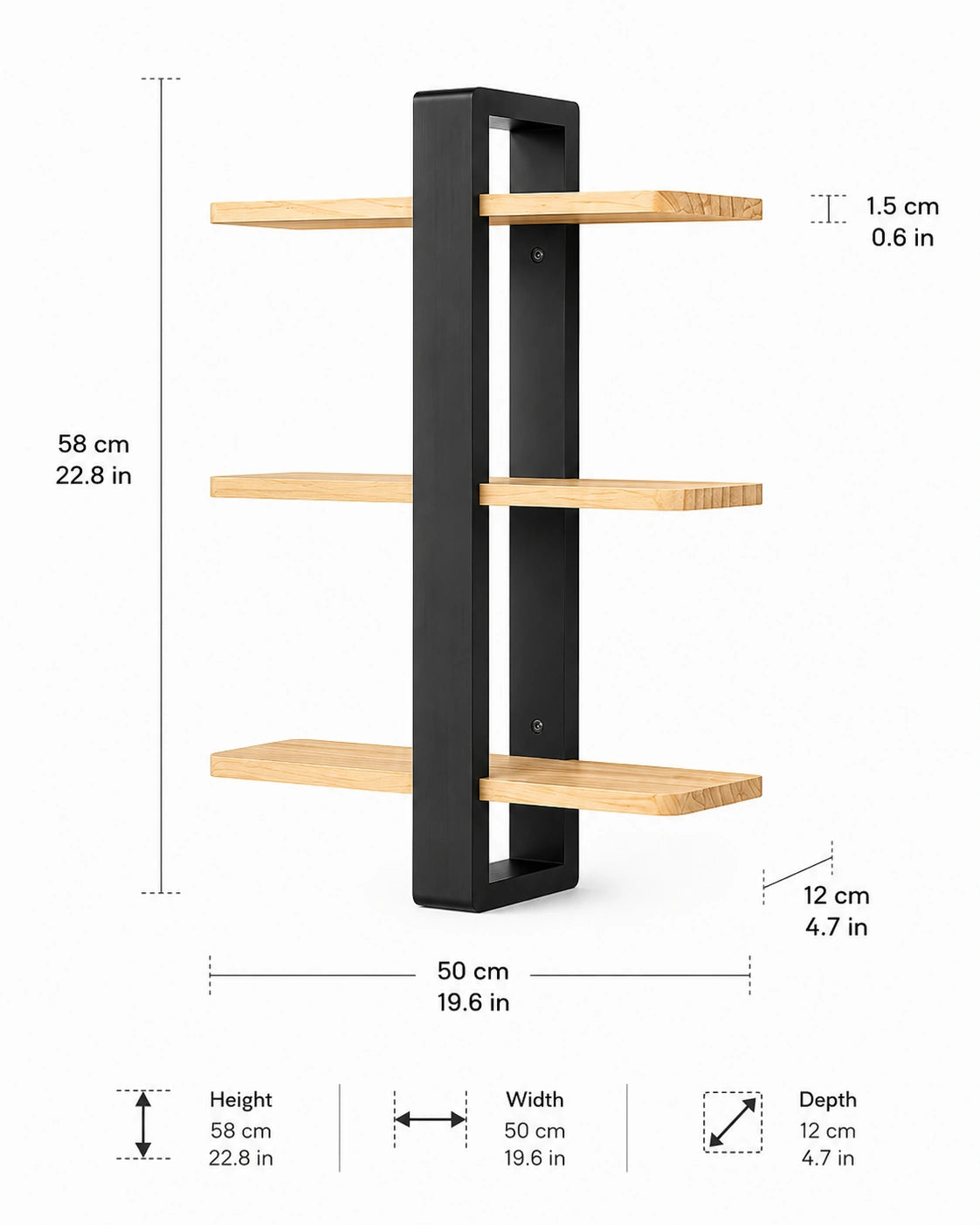 Wooden Zigzag Floating Wall Shelf | Decorative Wall Mounted Display Shelf