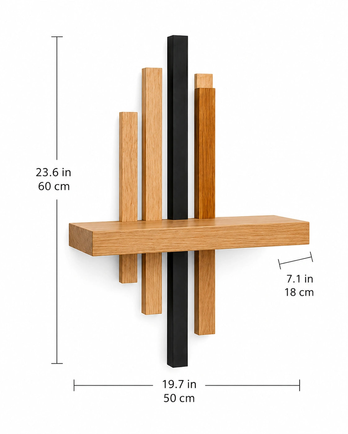 Modern Geometric Wooden Floating Wall Shelf | Solid Wood Wall Shelf