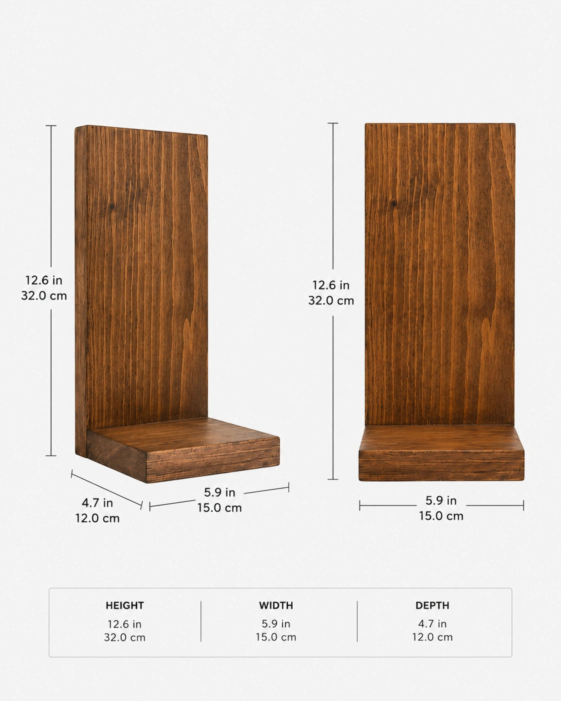 Wooden Wall Mounted Floating Vase Shelf Set of 2 | Modern Wooden Wall Decor