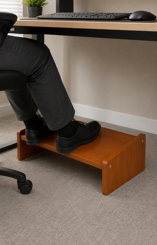 Wooden Under Desk Foot Rest | Ergonomic Office Foot Stool