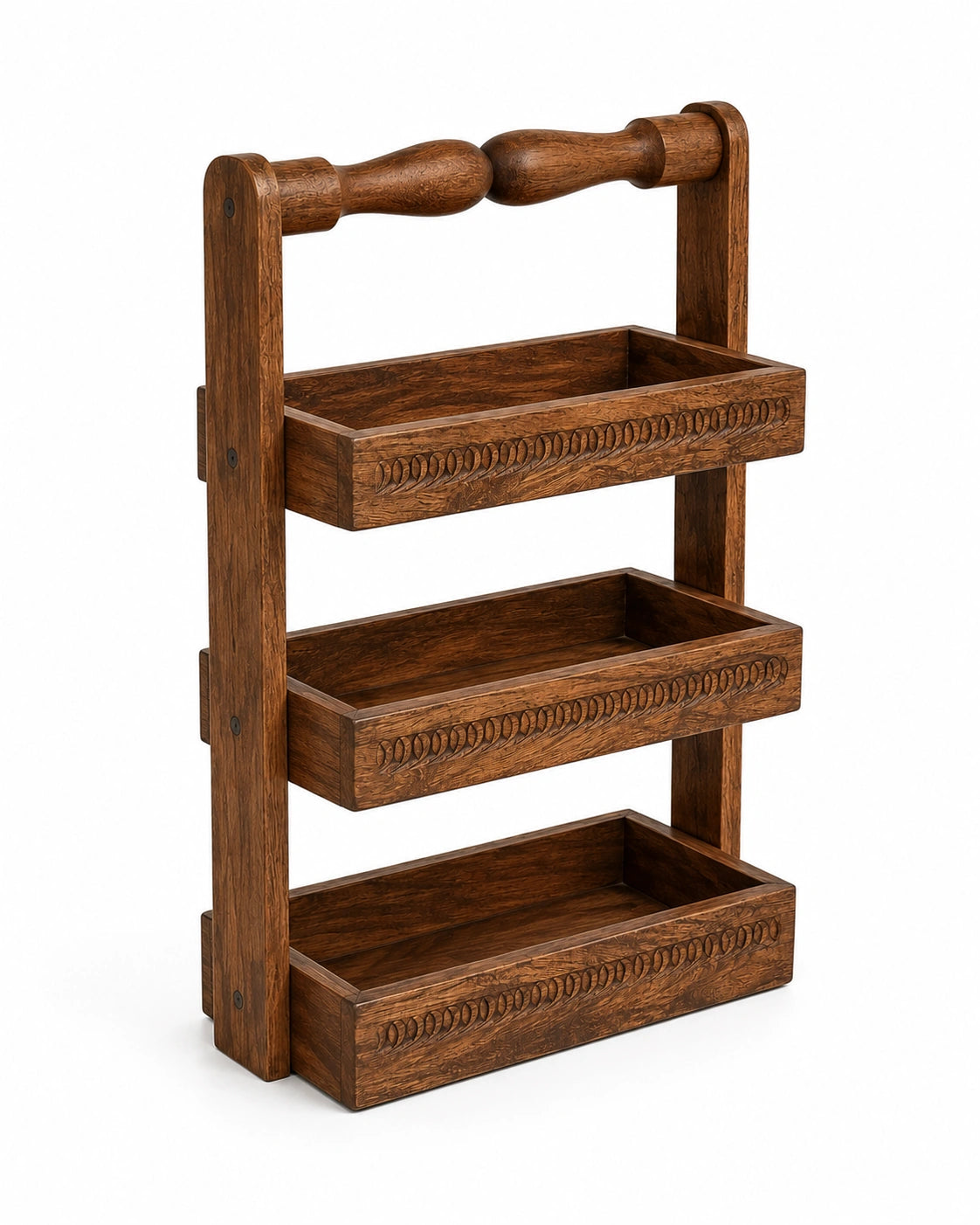 3 Tier Wooden Countertop Organizer | Solid Wood Kitchen Storage Rack
