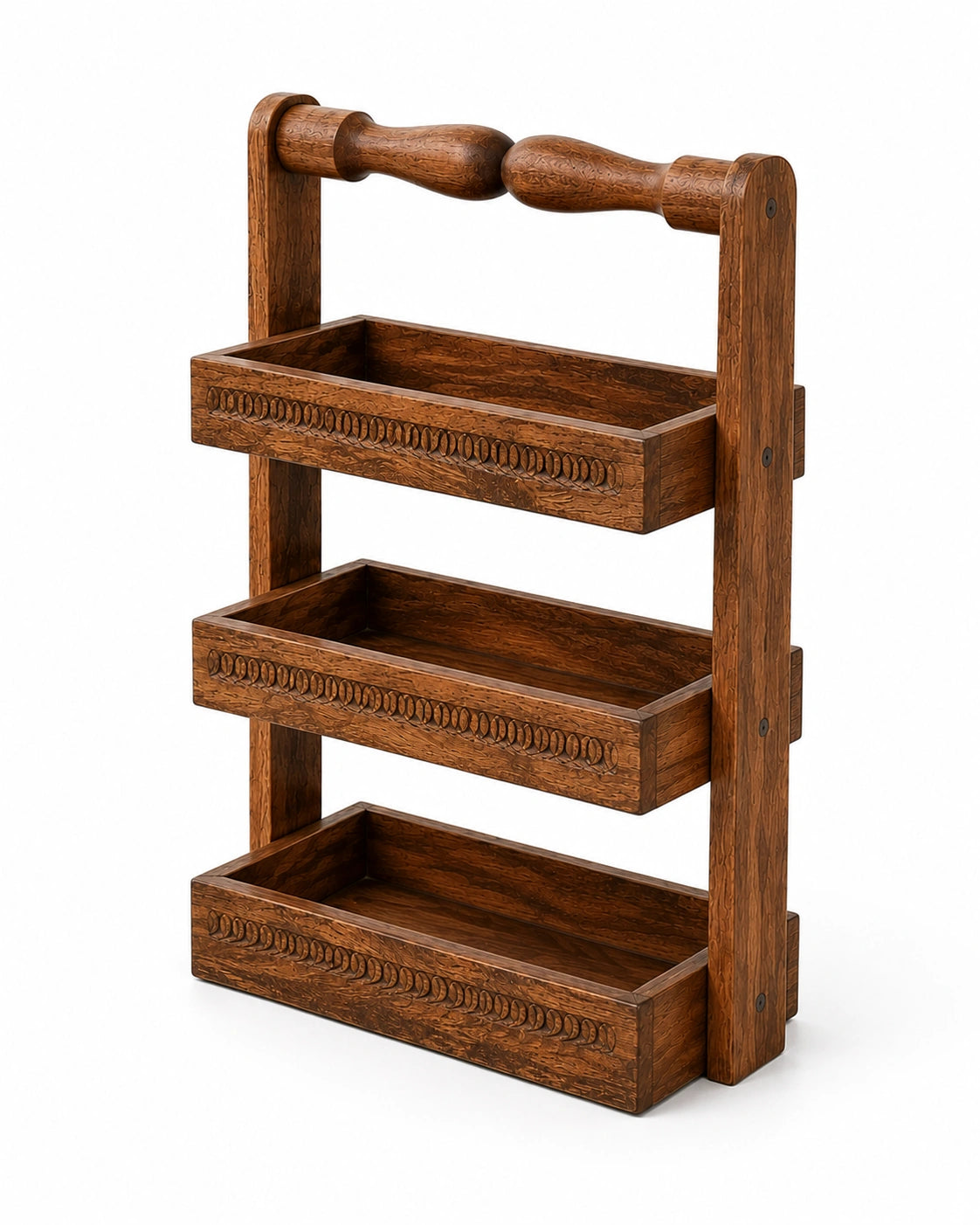3 Tier Wooden Countertop Organizer | Solid Wood Kitchen Storage Rack