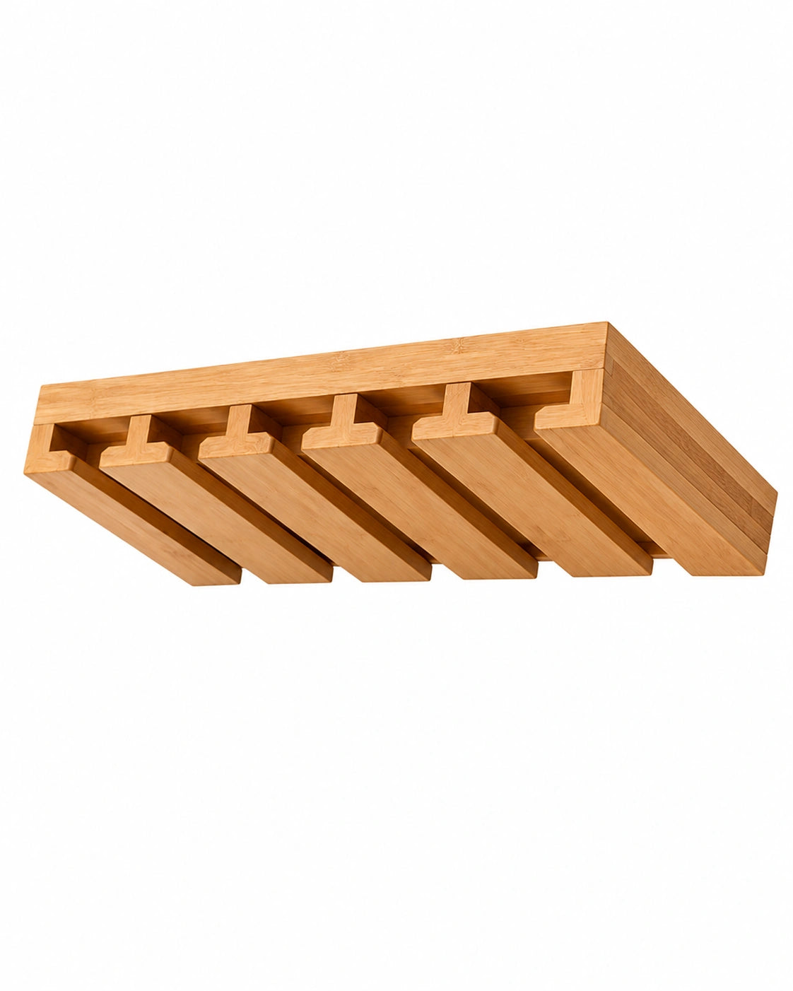 Premium Wooden Under Cabinet Glass Holder | Wall Mounted Stemware Rack