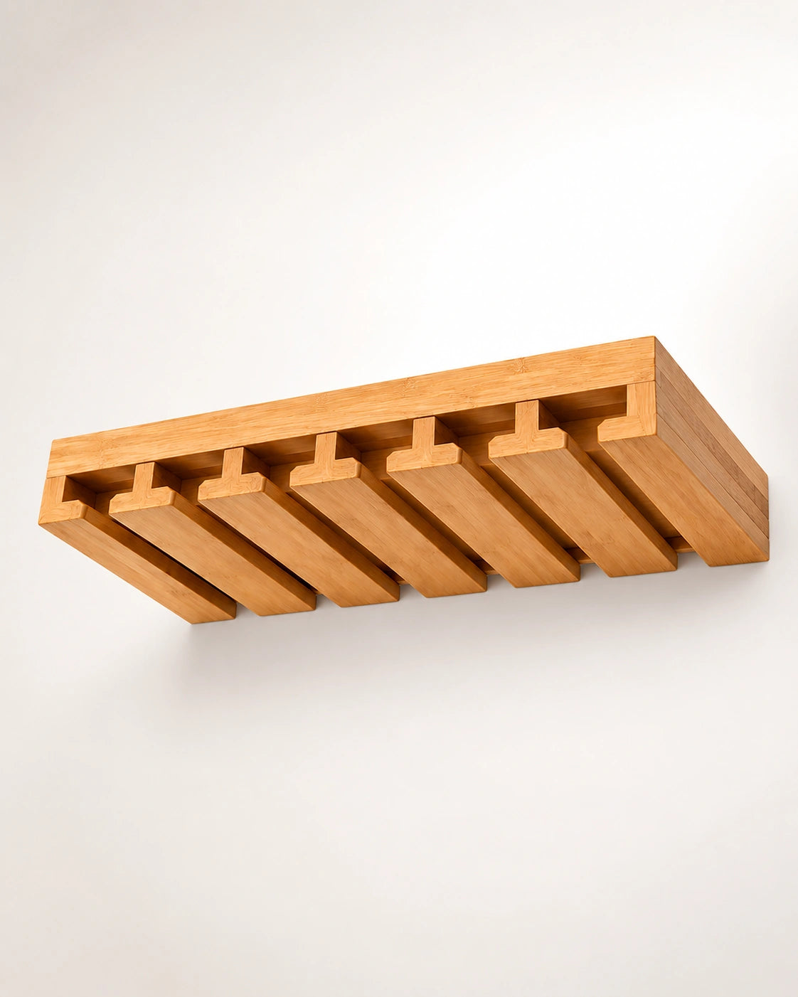 Premium Wooden Under Cabinet Glass Holder | Wall Mounted Stemware Rack