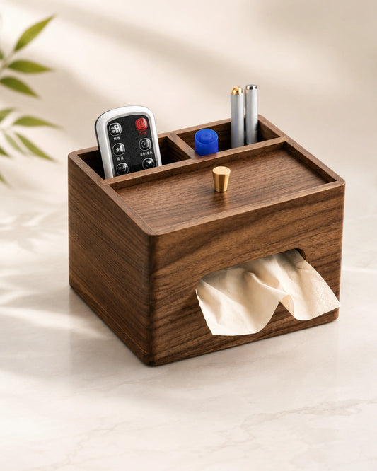 Premium Wooden Tissue Box Organizer with Drawer | WoodSmart