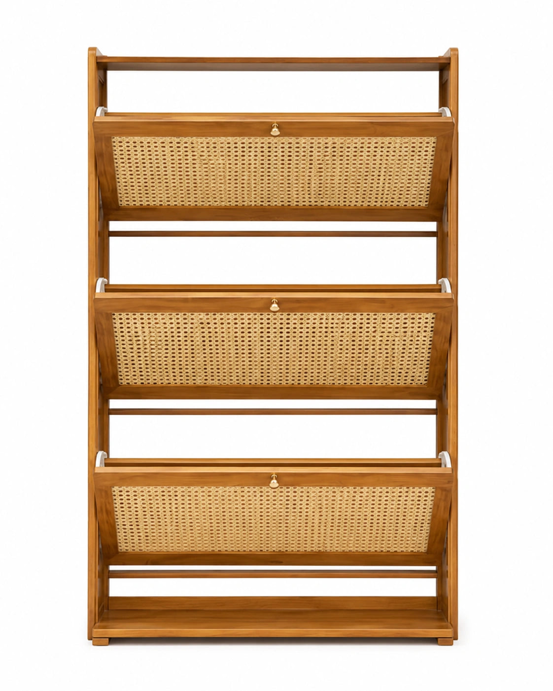 3-Tier Wooden Shoe Cabinet with Flip Drawers
