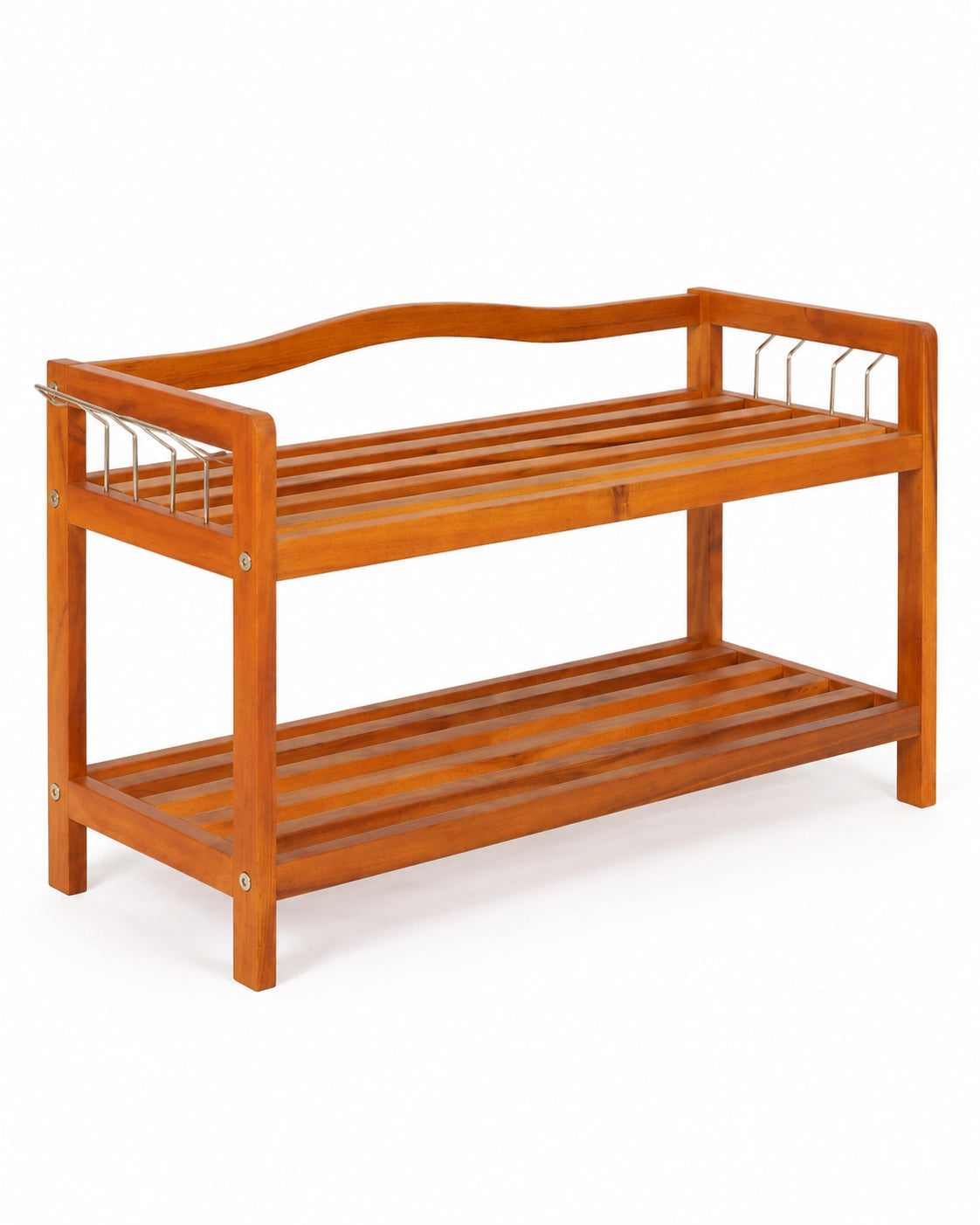 Wooden Shoe Rack Bench with 2-Tier Storage | Entryway Organizer