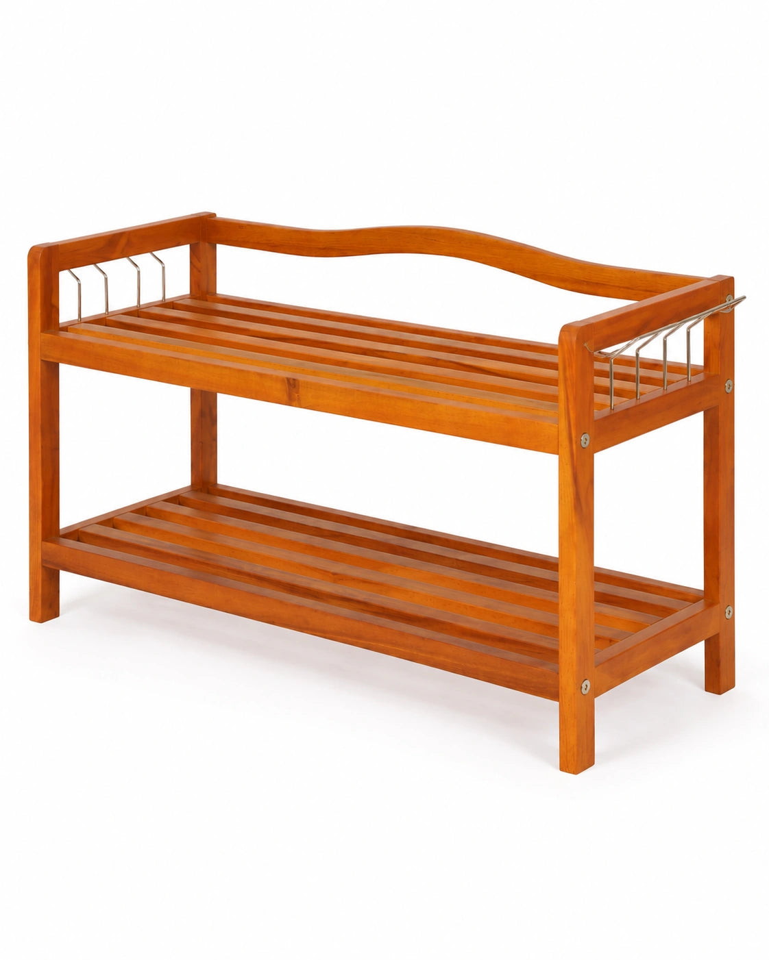 Wooden Shoe Rack Bench with 2-Tier Storage | Entryway Organizer