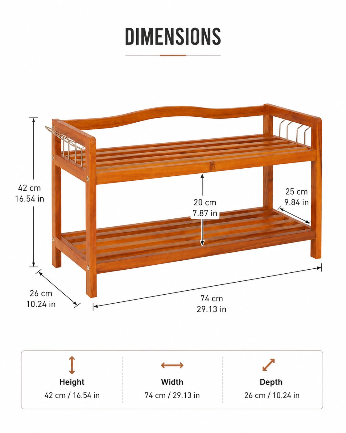 Wooden Shoe Rack Bench with 2-Tier Storage | Entryway Organizer