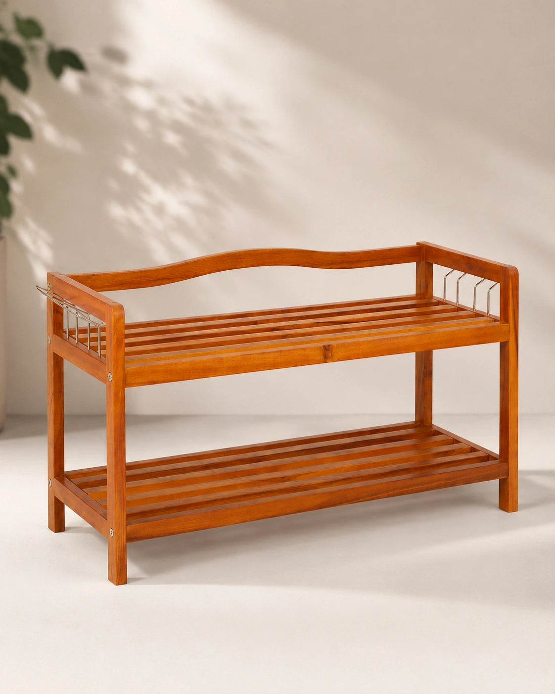 Wooden Shoe Rack Bench with 2-Tier Storage | Entryway Organizer