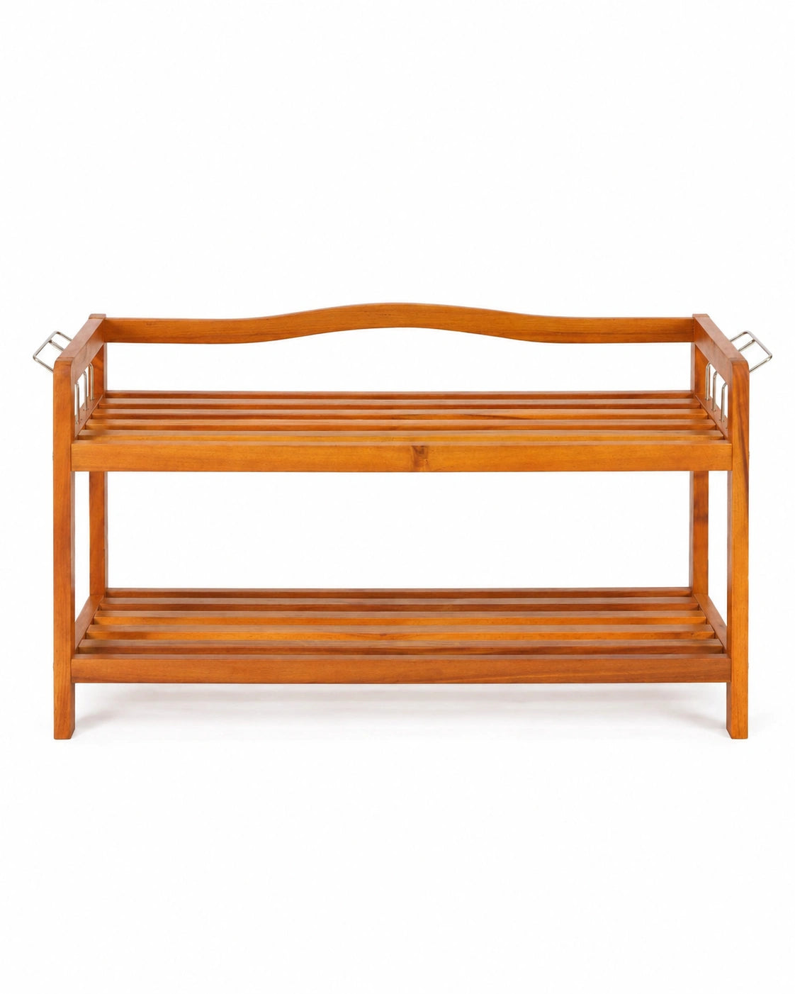 Wooden Shoe Rack Bench with 2-Tier Storage | Entryway Organizer