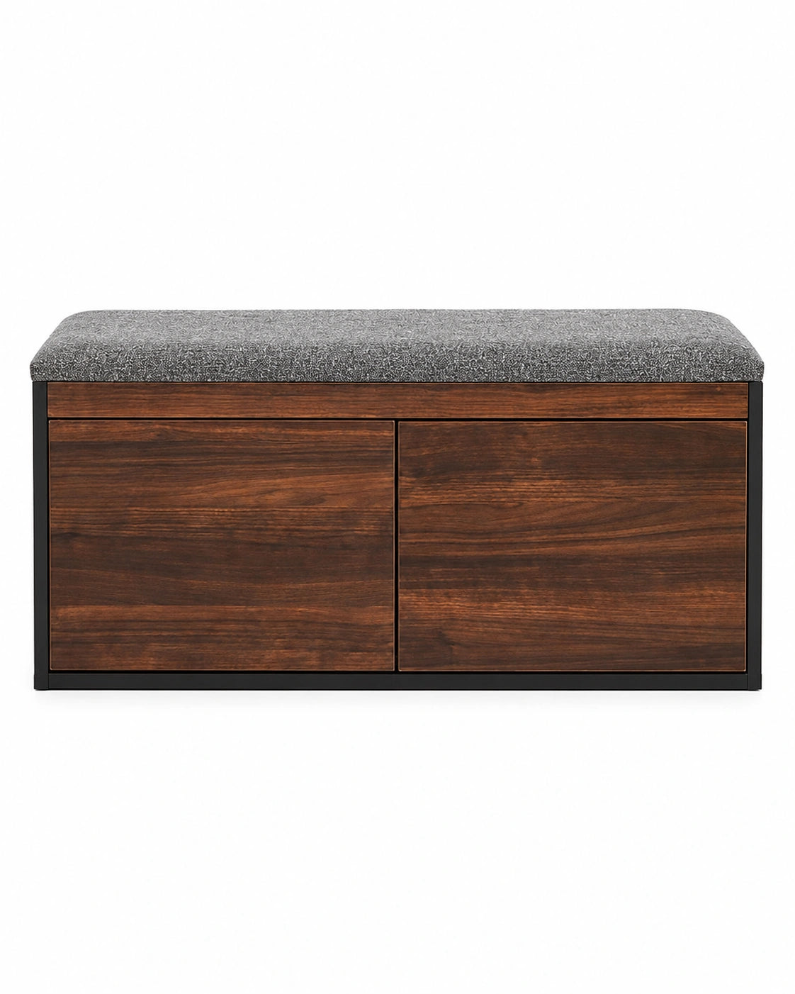 Wooden Shoe Storage Bench with Cushion | Entryway Shoe Cabinet | 2-Door Shoe Organizer