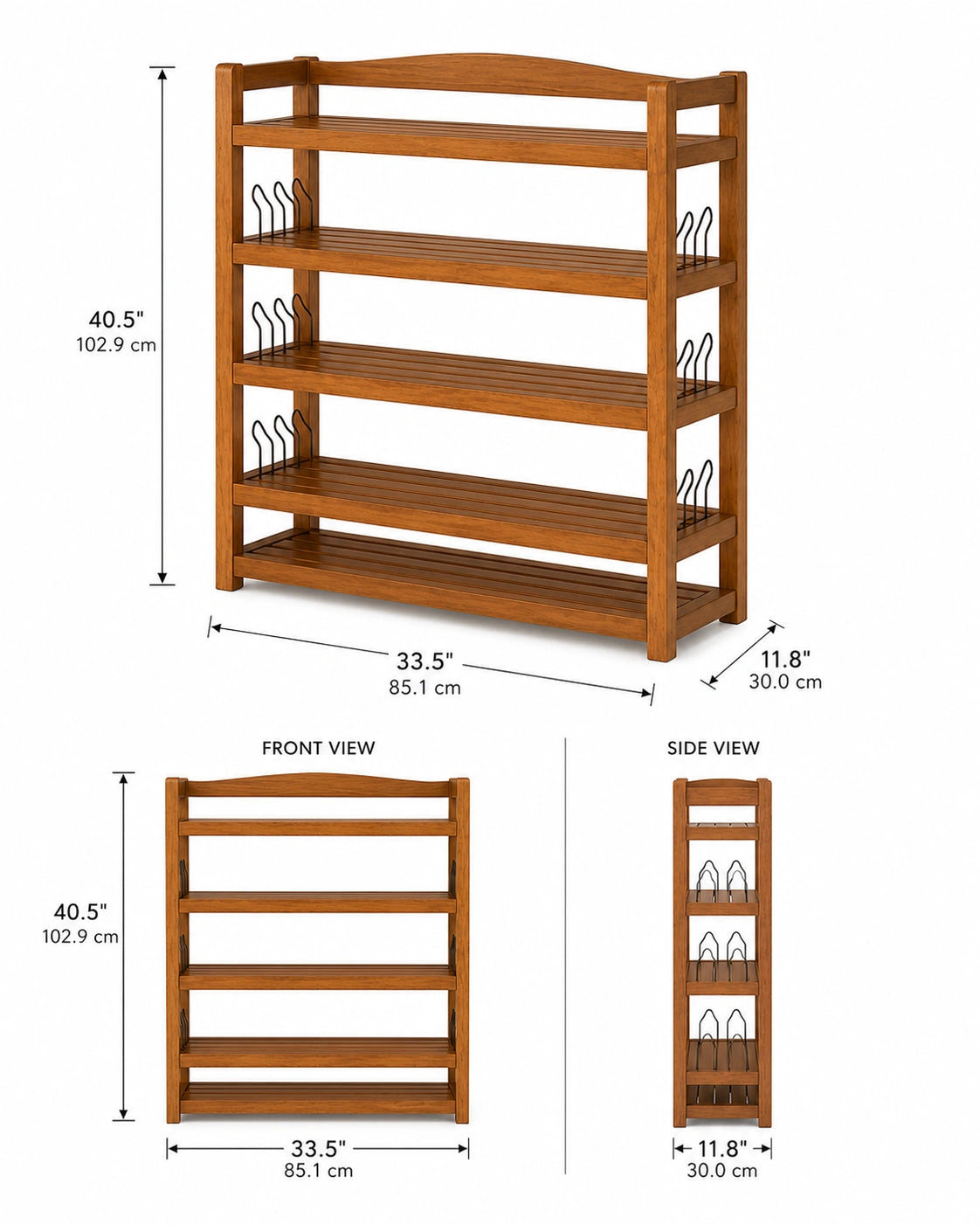 5-tier shoe rack, natural wood effect