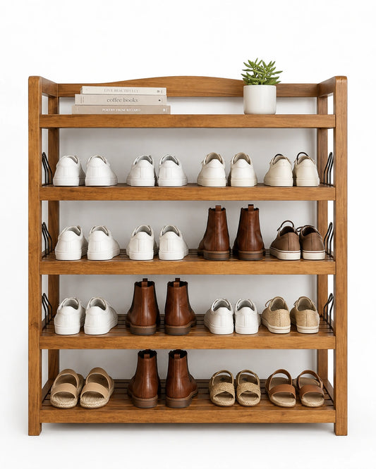 5-tier shoe rack, natural wood effect