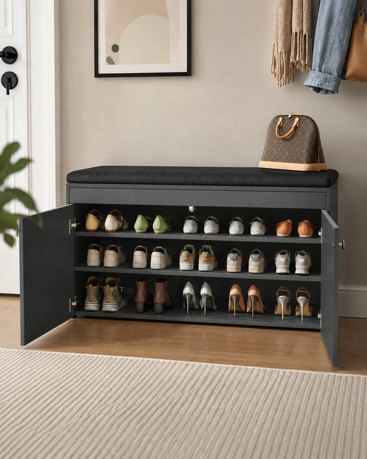 3 Tier Modern Shoe Rack Bench with Storage | WoodSmart