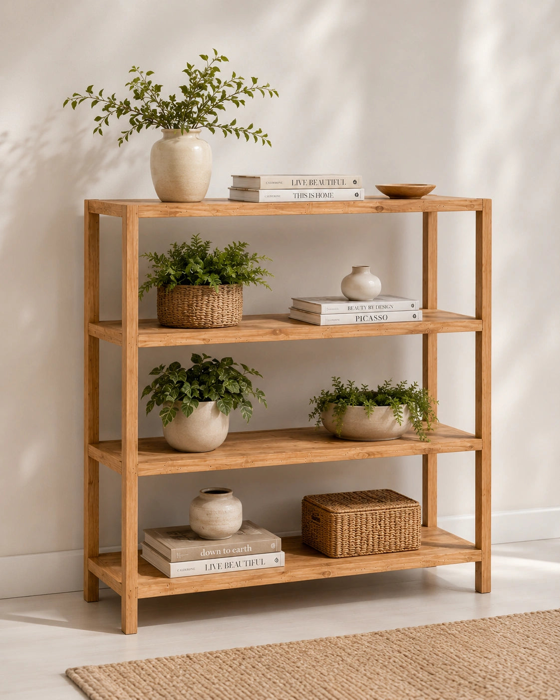4-Tier Wooden Plant Stand | Multipurpose Display & Storage Shelf | Space Saving Furniture