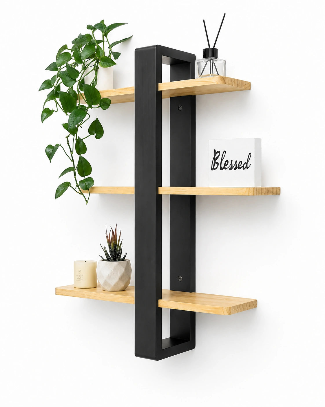 Wooden Zigzag Floating Wall Shelf | Decorative Wall Mounted Display Shelf