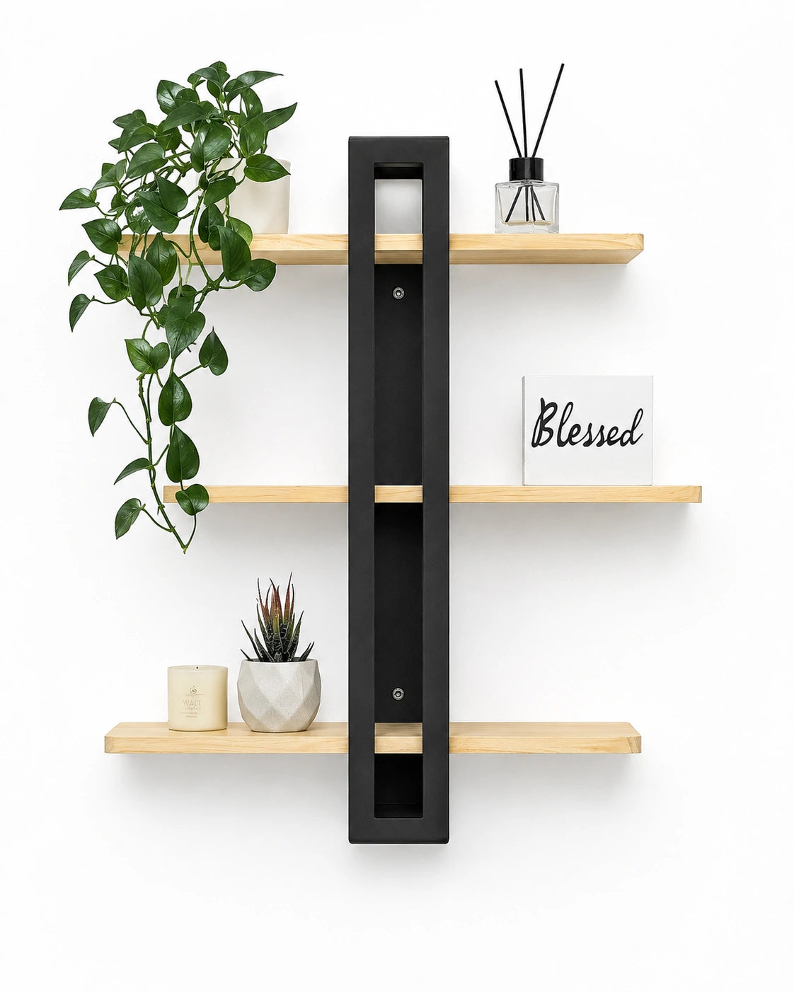 Wooden Zigzag Floating Wall Shelf | Decorative Wall Mounted Display Shelf