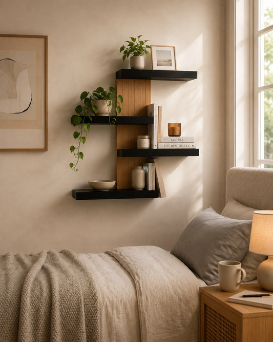 Modern Zigzag Wooden Wall Shelf | Floating Display Shelf
