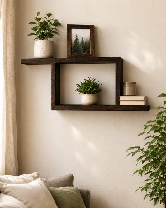 Modern Wooden Floating Wall Shelf | Decorative Display Shelf