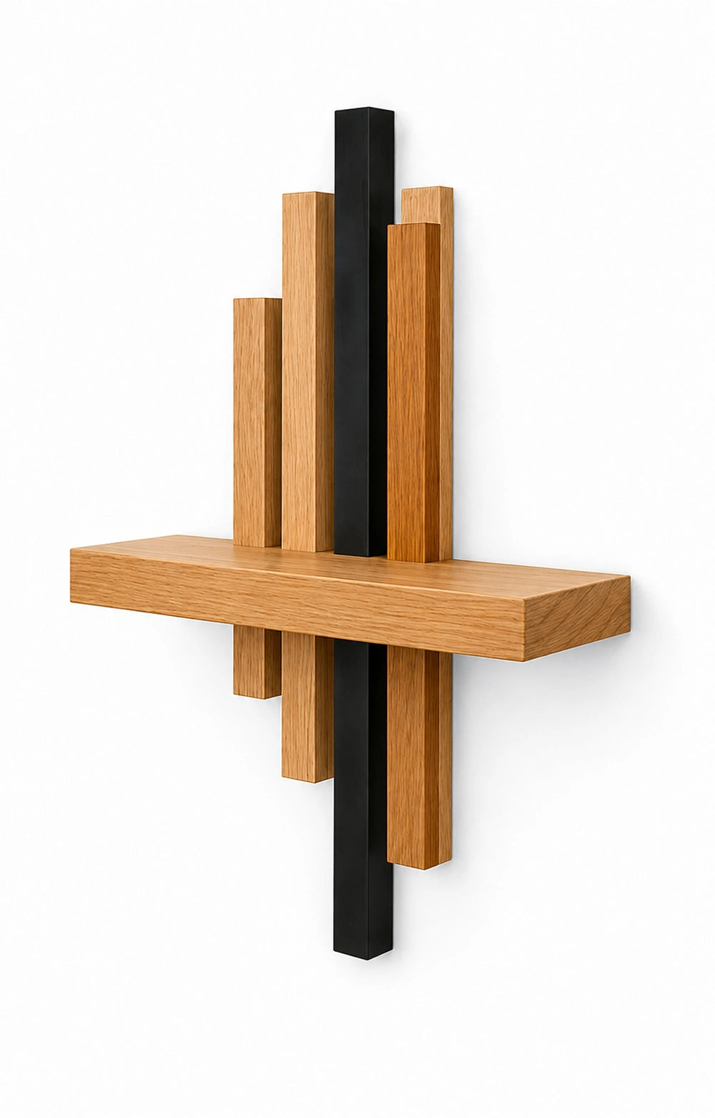 Modern Geometric Wooden Floating Wall Shelf | Solid Wood Wall Shelf