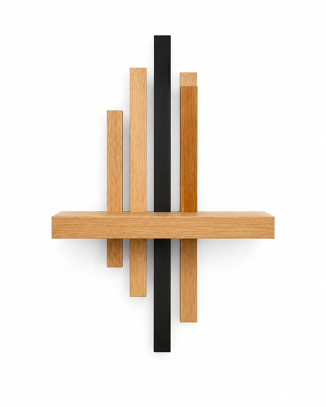 Modern Geometric Wooden Floating Wall Shelf | Solid Wood Wall Shelf