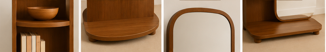 Wooden Full-Length Mirror with Side Storage Shelves | Modern Floor Standing Mirror
